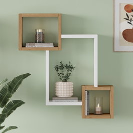 Hanah Home Estantería de Pared Ars3-Sw Roble y Blanco